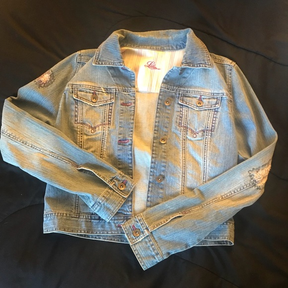 Lilu Jackets & Blazers - Jean jacket with pink stitching